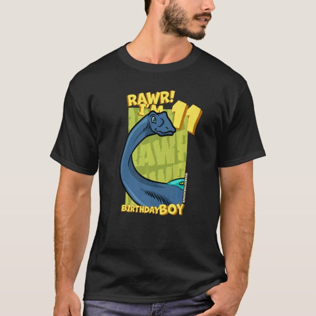 Camiseta Rawr, tengo 11 años, chicos, 11 años, Dino Quaes (Anverso)