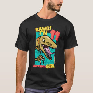 Camiseta Rawr Tengo 11 Chicas de cumpleaños 11 Dino Velo
