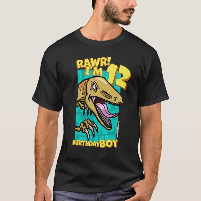 Camiseta Rawr Tengo 12 años, chicos, duodécimo cumpleaños D (Anverso)