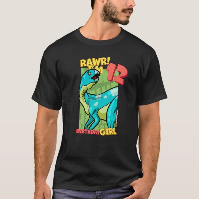 Camiseta Rawr Tengo 12 Chicas de cumpleaños 12º Dino Hyps (Anverso)