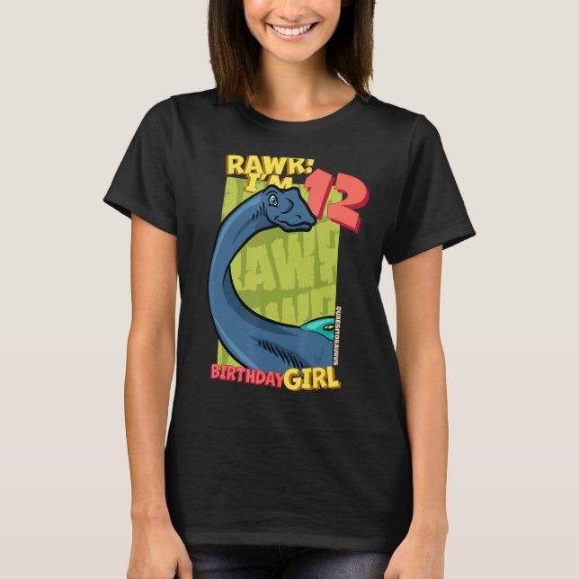 Camiseta Rawr, tengo 12 Chicas de cumpleaños, duodécimo Din (Anverso)