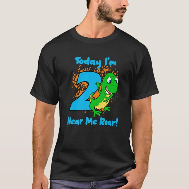 Camiseta Rawr Tengo 2 Dinosaurios 2do Dino T-Rex Dos Años B (Anverso)
