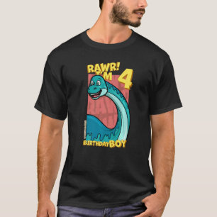 Camiseta Rawr Tengo 4 Años Niños 4 Cumpleaños Dino Brontos