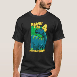 Camiseta Rawr, tengo 4 años, niños, cuarto cumpleaños, Dino