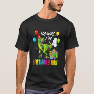 Camiseta Rawr Tengo 4 Años Rex Dinosaur