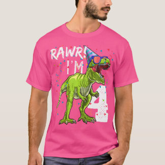 Camiseta Rawr Tengo 4 Años Y Doy Regalo A Fiestas De Dinosa
