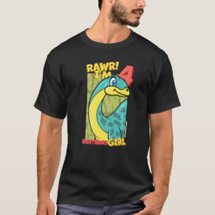 Camiseta Rawr Tengo 4 Chicas de cumpleaños 4 Dino Apatos