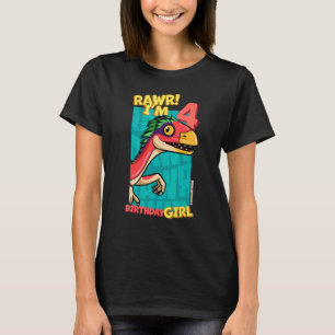 Camiseta Rawr Tengo 4 Chicas de cumpleaños cuarto Dino Dein