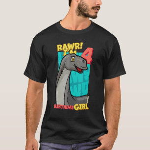 Camiseta Rawr Tengo 4 Chicas de cumpleaños cuarto Dino Joba