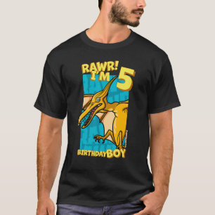 Camiseta Rawr Tengo 5 Años Niños 5 Cumpleaños Dino Pterod