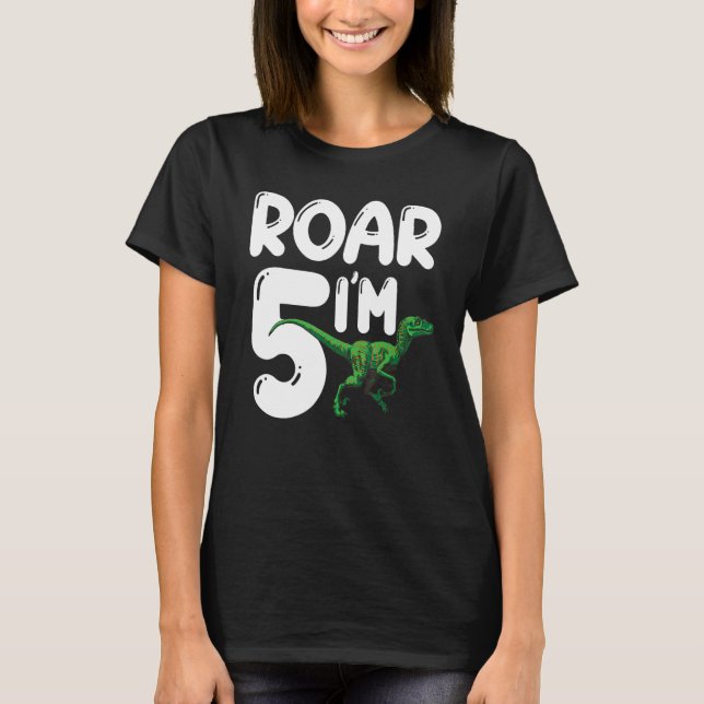 Camiseta Rawr Tengo 5 años Rex Rex Birthday Squad R (Anverso)