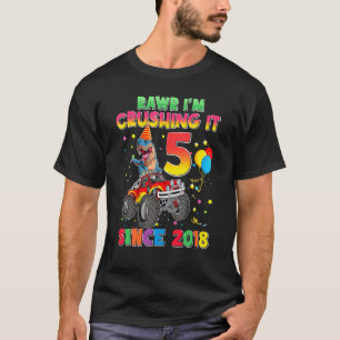 Camiseta Rawr Tengo 5 Aplastando Dinosaurio de Camión Monst