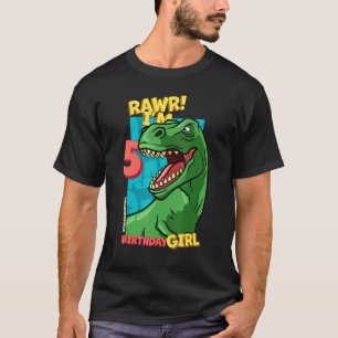 Camiseta Rawr Tengo 5 Chicas de cumpleaños 5 Dino Tyrann