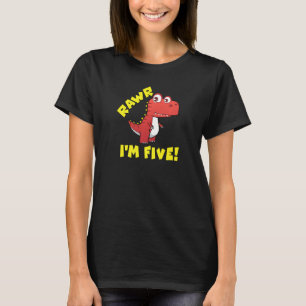 Camiseta Rawr, tengo 5 dinosaurios para cumpleaños por cinc
