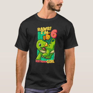 Camiseta Rawr Tengo 6 Chicas de cumpleaños 6 Dino Stegos