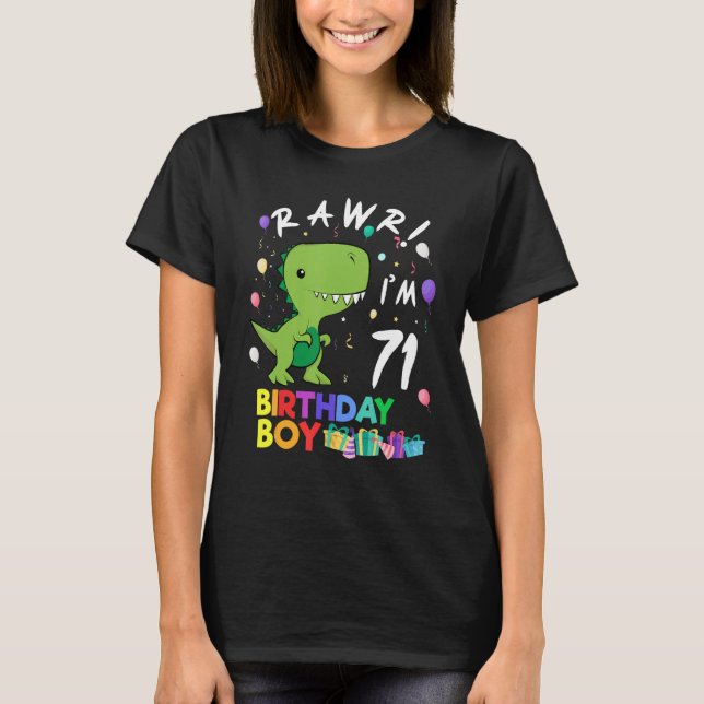 Camiseta Rawr Tengo 71 años de dinosaurio lindo (Anverso)