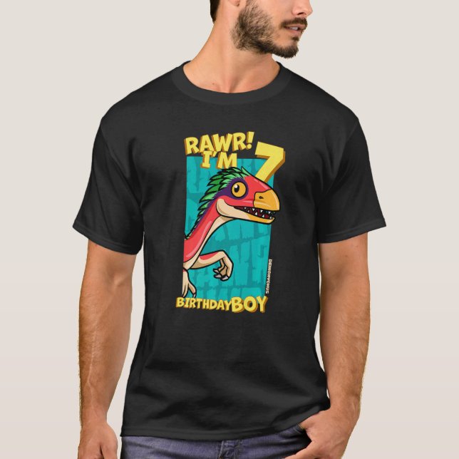 Camiseta Rawr Tengo 7 Años Niños 7 Cumpleaños Dino Deinony (Anverso)