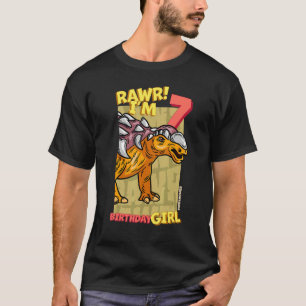 Camiseta Rawr Tengo 7 Chicas de cumpleaños 7 Dino Edmon
