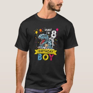 Camiseta Rawr Tengo 8 años, 8º cumpleaños Rex Dinosaur