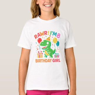 Camiseta Rawr, tengo 8 años, Chica del cumpleaños de los di