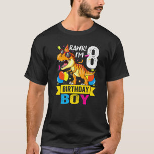 Camiseta Rawr Tengo 8 Años Dinosaurios Niños Dino Rex 8 Y