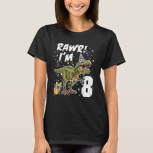Camiseta Rawr Tengo 8 años Fiesta de dinosaurios Rex para n