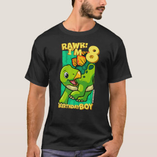 Camiseta Rawr Tengo 8 Años Niños 8 Cumpleaños Dino Stegosa
