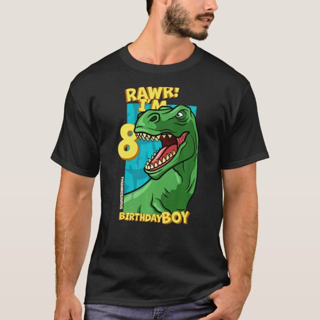 Camiseta Rawr Tengo 8 Años Niños 8 Cumpleaños Dino Tyranno (Anverso)