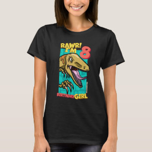 Camiseta Rawr Tengo 8 Chicas de cumpleaños 8 años Dino・