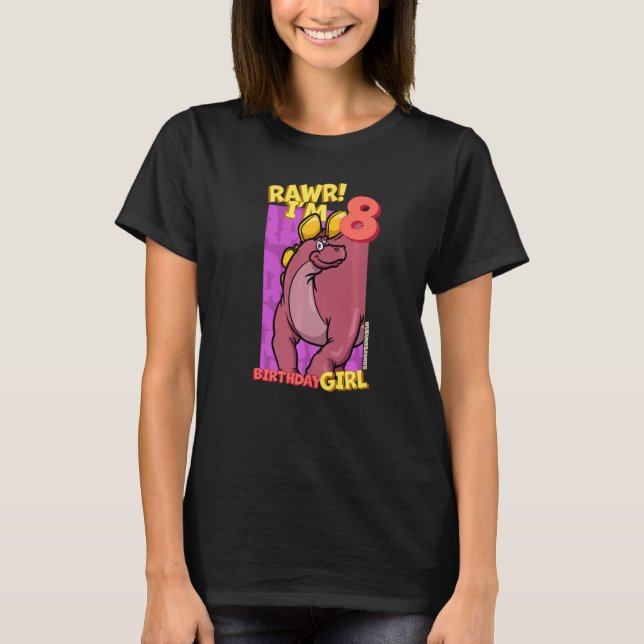 Camiseta Rawr Tengo 8 Chicas de cumpleaños 8 cumpleaños Din (Anverso)