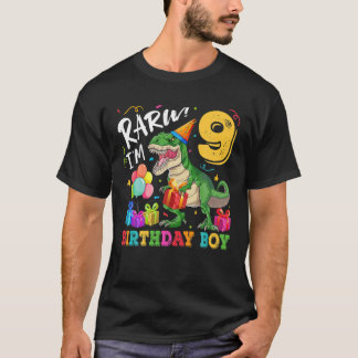 Camiseta Rawr Tengo 9 Años Dinosaurio T Rex 9º Nacimiento