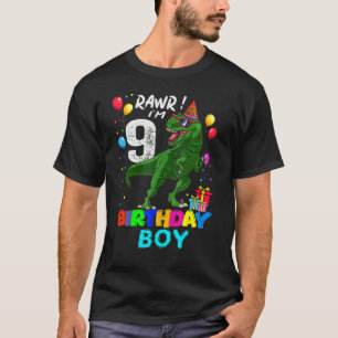Camiseta Rawr, tengo 9 años, soy Fiesta de Dinosaurio Rex p