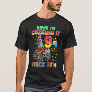 Camiseta Rawr Tengo 9 Aplastándolo Dinosaurio de Camión Mon