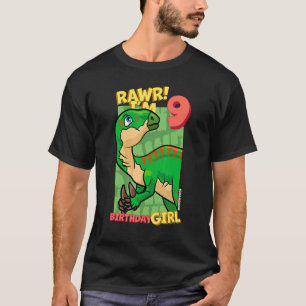 Camiseta Rawr Tengo 9 Chicas de cumpleaños 9 Dino Iguan
