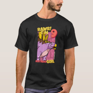 Camiseta Rawr Tengo 9 Chicas de cumpleaños 9 Dino Kentro