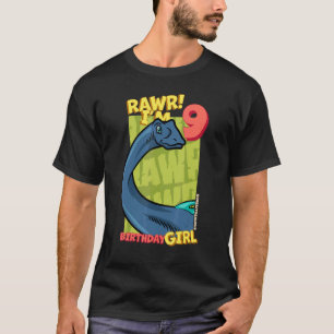 Camiseta Rawr Tengo 9 Chicas de cumpleaños 9 Dino Quaes