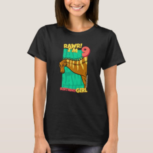 Camiseta Rawr Tengo 9 Chicas de cumpleaños 9 Dino Rebbac