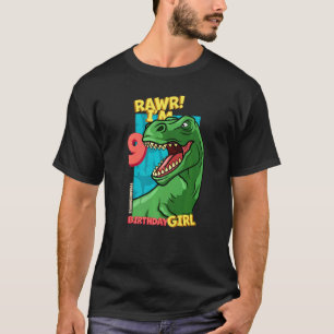 Camiseta Rawr Tengo 9 Chicas de cumpleaños 9 Dino Tyrann