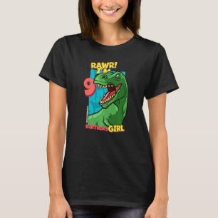 Camiseta Rawr Tengo 9 Chicas de cumpleaños 9 Dino Tyrann