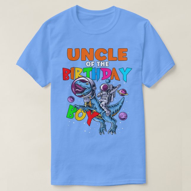 Camiseta Rawr Uncle Of The Birthday Boy Astronaut Riding Di (Diseño del anverso)