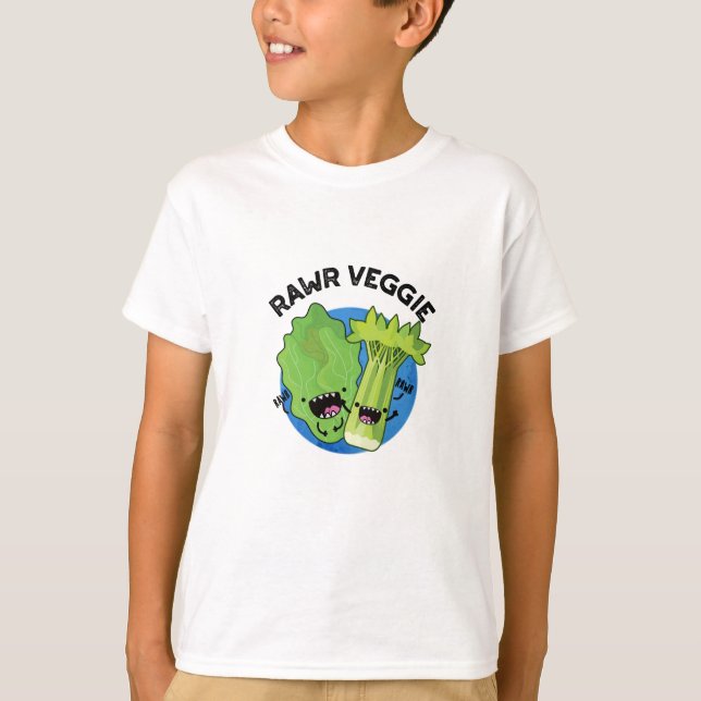 Camiseta Rawr Veggie Funny Food Pun (Anverso)