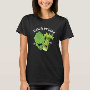 Camiseta Rawr Veggie Funny Food Pun Dark BG