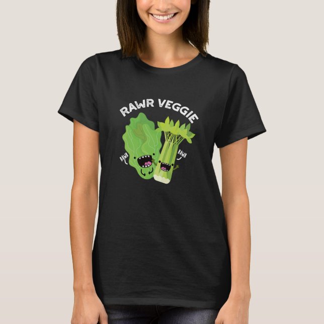 Camiseta Rawr Veggie Funny Food Pun Dark BG (Anverso)