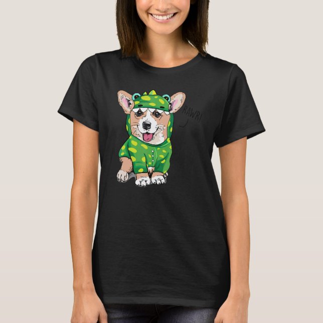 Camiseta Rawr Welsh Corgi Dinosaur Costume Perro (Anverso)