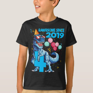 Camiseta Rawrsome from 2019 4th Birthday Dinosaur T Rex Gi