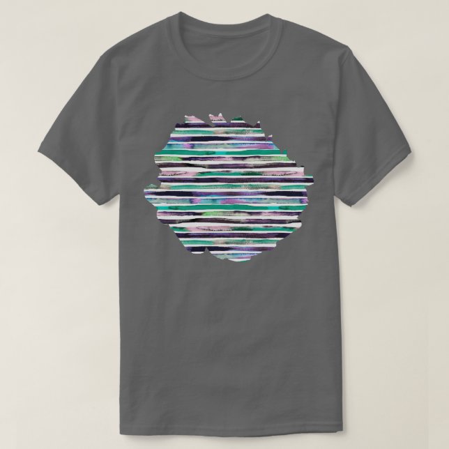 Camiseta Rayas de color agua Verde púrpura (Diseño del anverso)