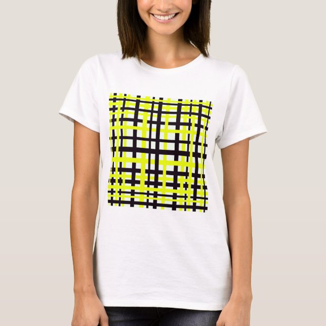 Camiseta Rayas de entrelazado Amarillo blanco negro (Anverso)