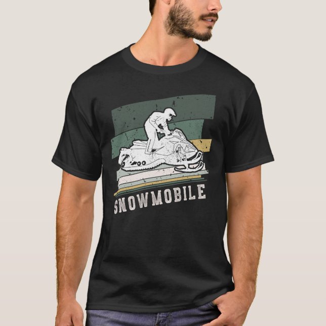 Camiseta Rayas de época retro para moto de nieve (Anverso)