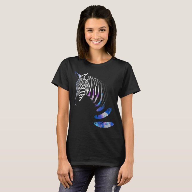 Camiseta Rayas de plumas de cebra animal, (Anverso completo)