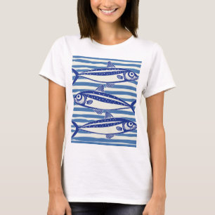 Camiseta Rayas de sardinas azules y blancas